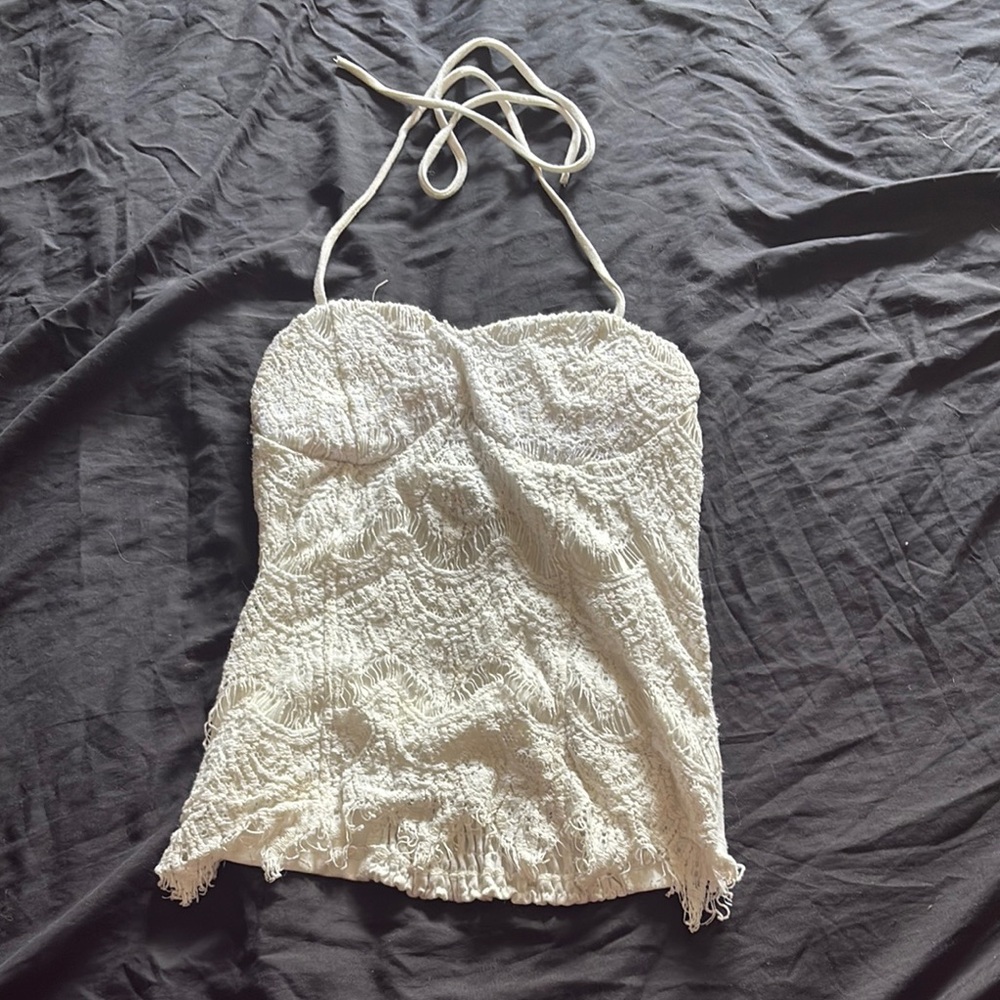 Cream White Bustier Embellished Camisole